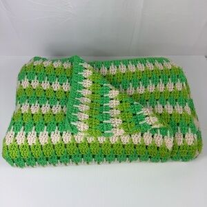 Crochet Afghan Large Green Blanket Throw Handmade 92" x 64"